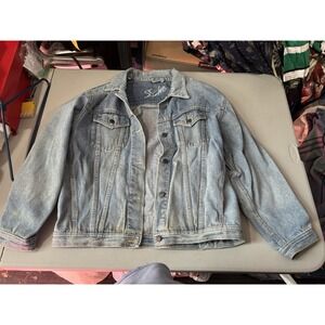 Vtg 90s Seattle Blues L Faded Denim Jacket Y2K